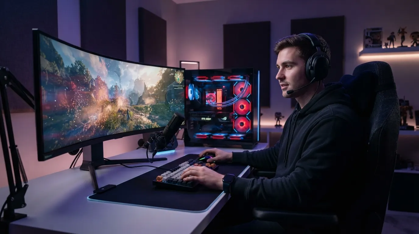 PC gamer com iluminação RGB